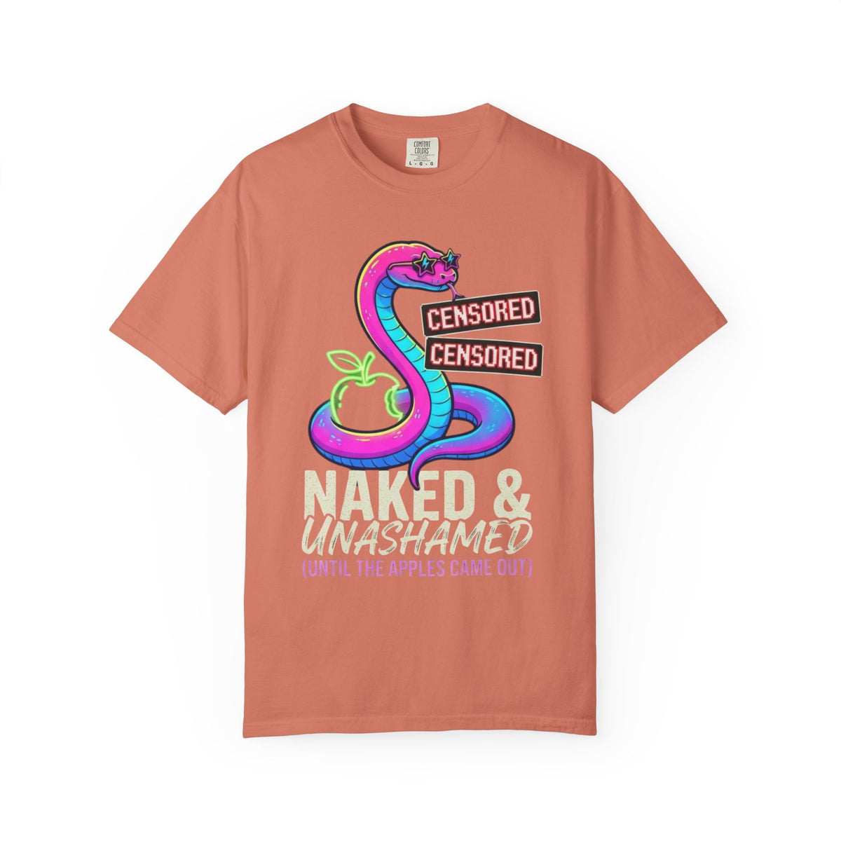 Color: Terracotta | Good Book Series Naked & Unashamed Unisex Garment-Dyed Tee