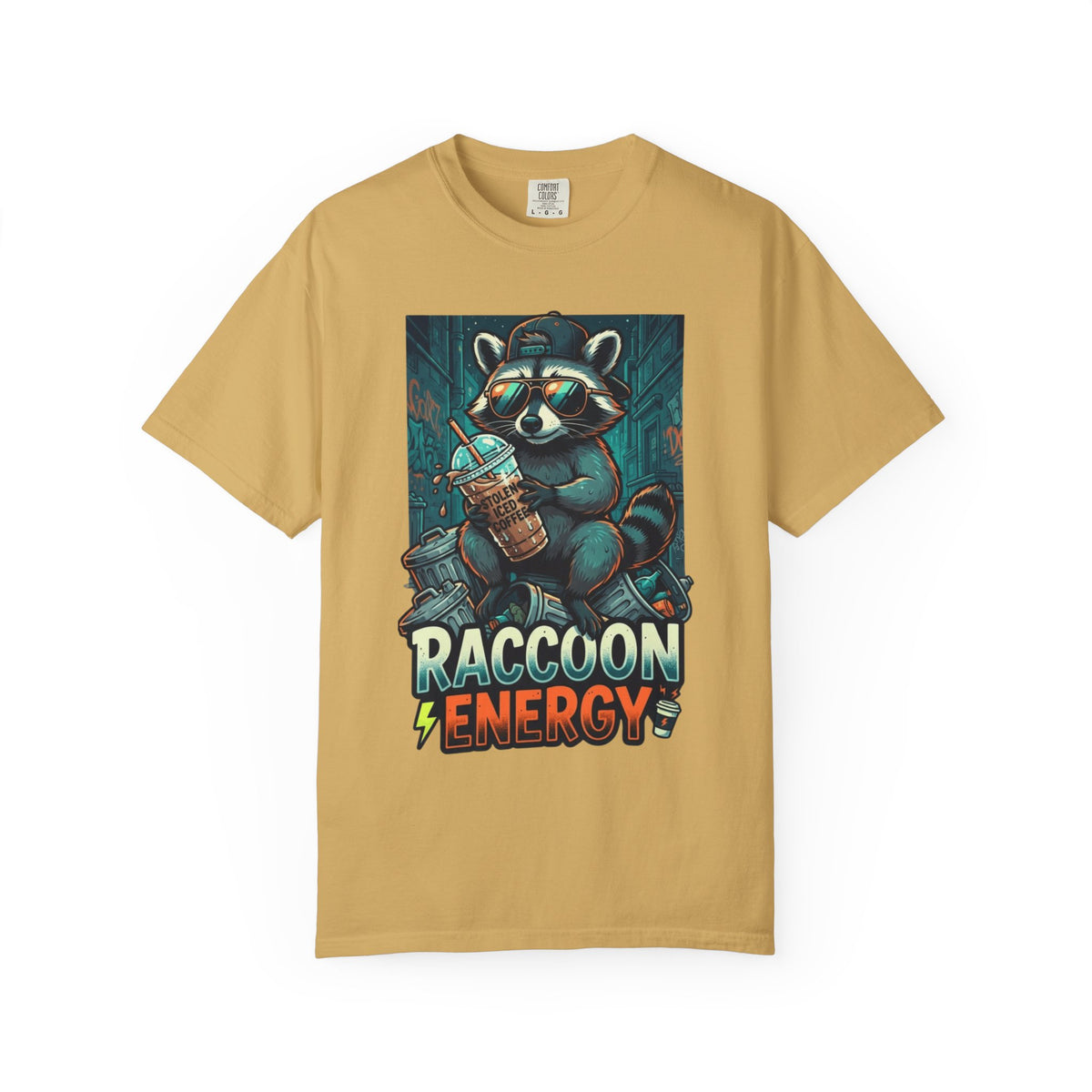 "Raccoon Energy" Unisex Garment-Dyed Tee