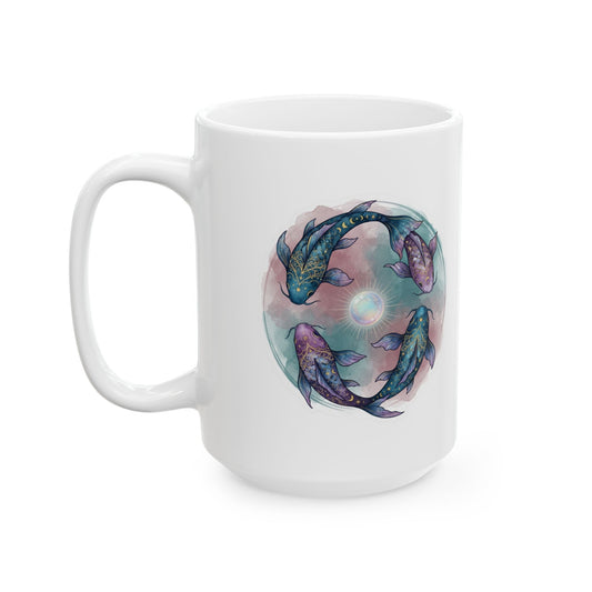 "Pisces The Infinite Fish" White Ceramic Mug