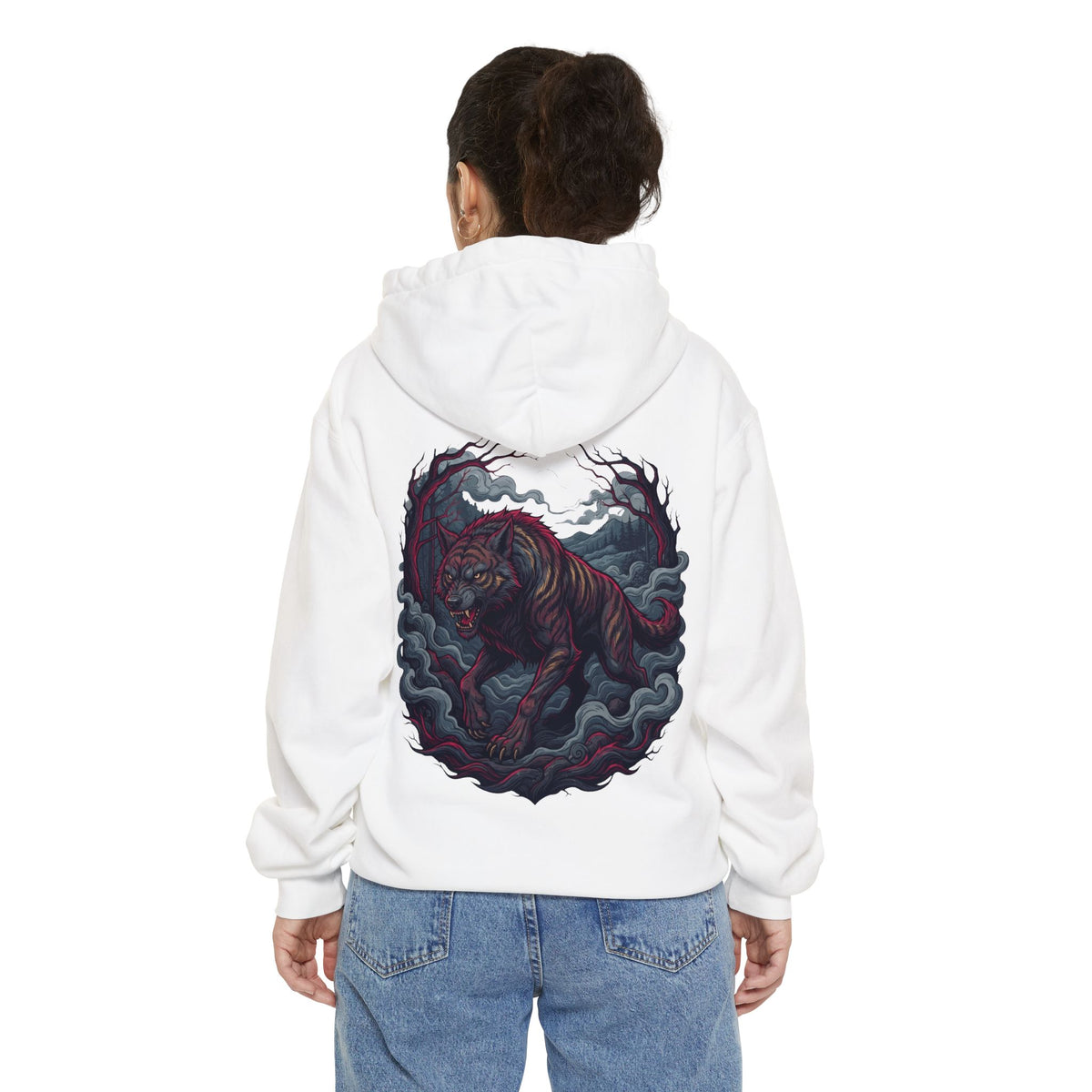 Color: White | The Beast of Gévaudan (France) Garment-Dyed Hoodie