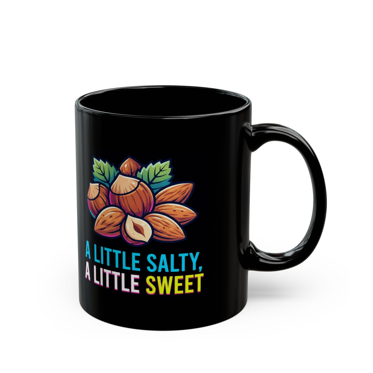 "A Little Salty, A Little Sweet" Black Ceramic Mug