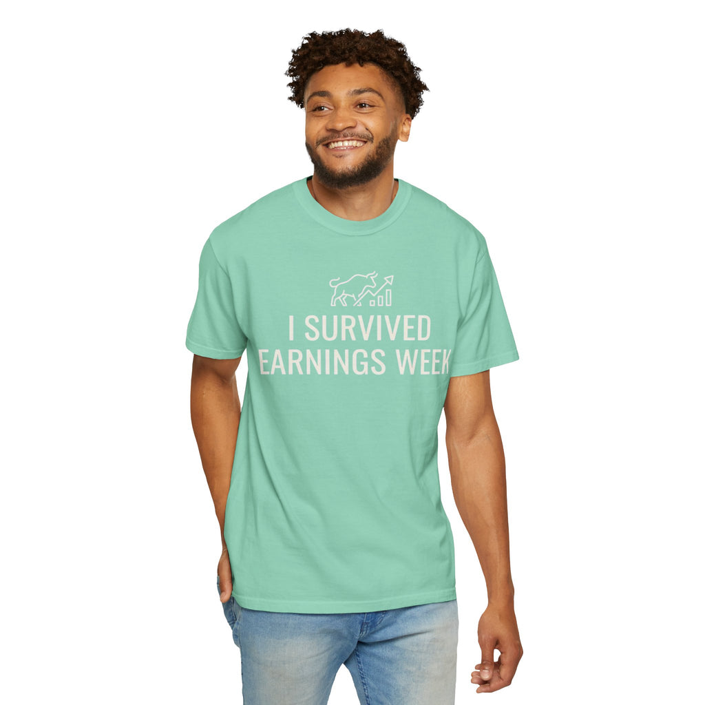 "I Survied Earnings Week" Unisex Garment-Dyed Tee