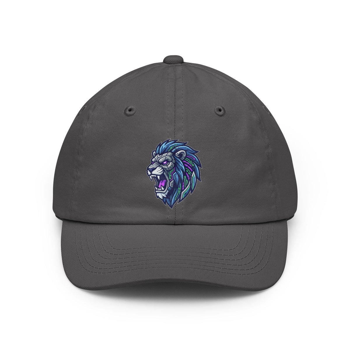 Color: Charcoal | Cyber Lion Dad Hat — -C