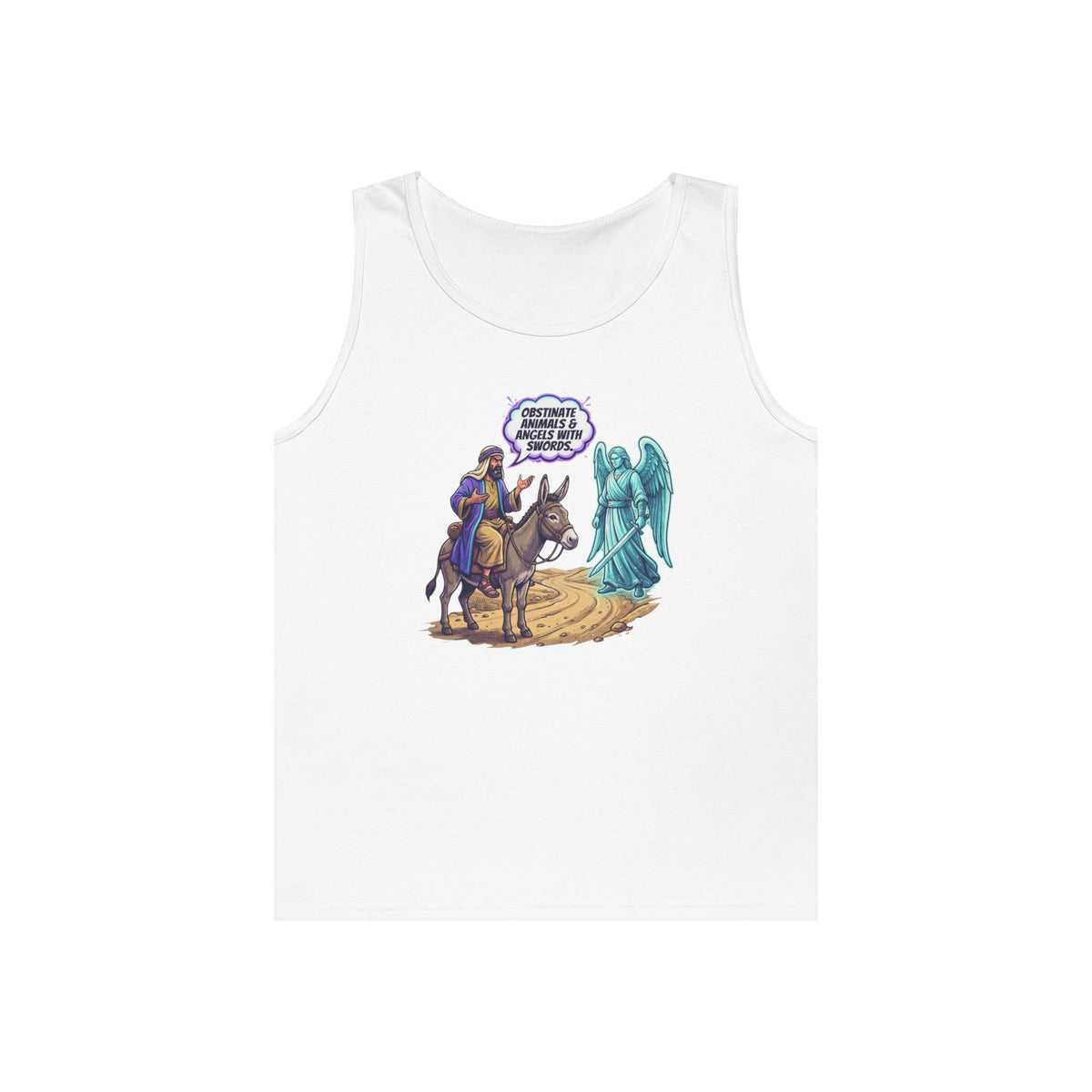 Color: White | Good Book Series Obstinate Animals & Angels With Swords Tank Top