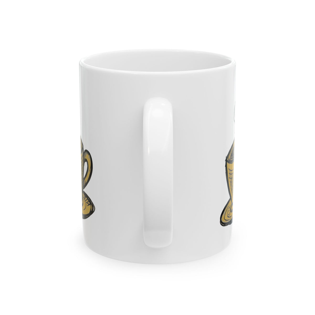 "Happy Coffee" White Ceramic Mug — Graphic