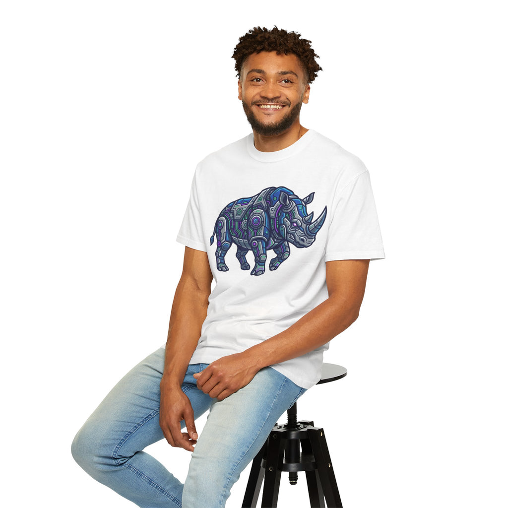 "Cyber Rhino" Unisex Garment-Dyed Tee