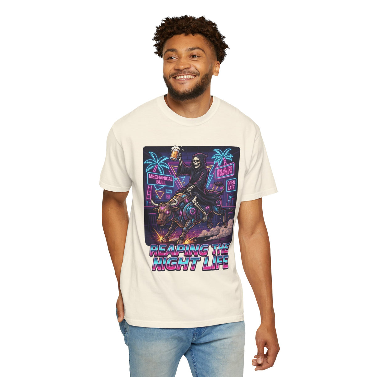 Color: Ivory | Reaping the Night Life Unisex Garment-Dyed Tee