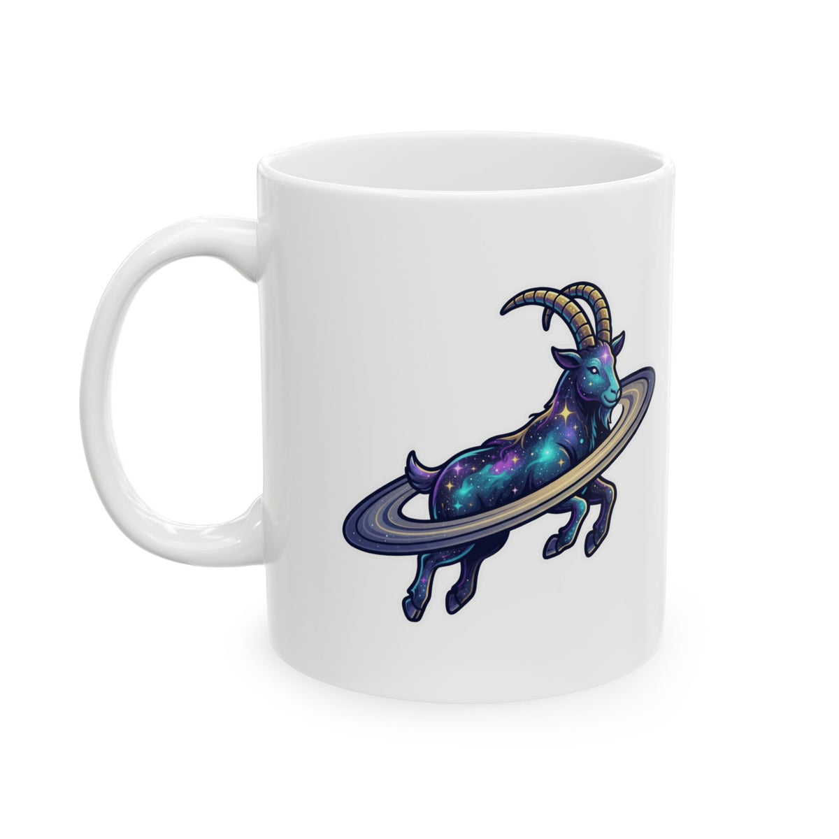 "Space Explorer Capricorn" White Ceramic Mug — Graphic