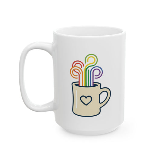 "Strong Loud Extra Steamy" White Ceramic Mug — Graphic
