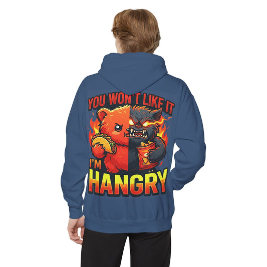 Color: True Navy | You Won't Like It I'm Hangry Garment-Dyed Hoodie