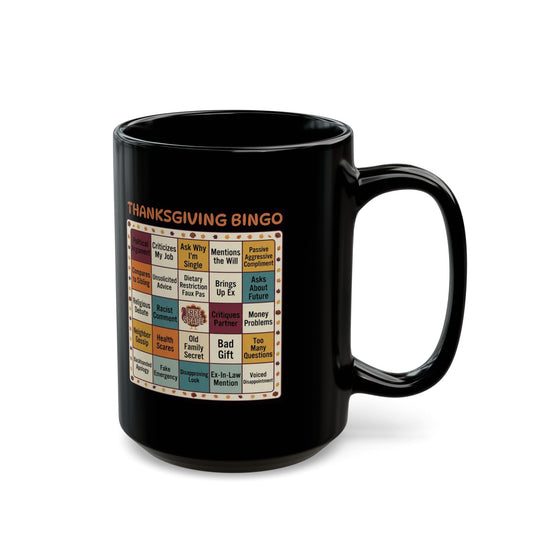 "Thankgiving Bingo" Black Ceramic Mug