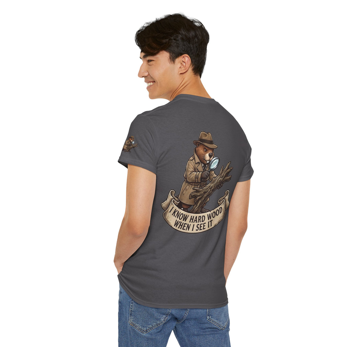Color: Charcoal | I Know Hard Wood Premium Graphic Tee