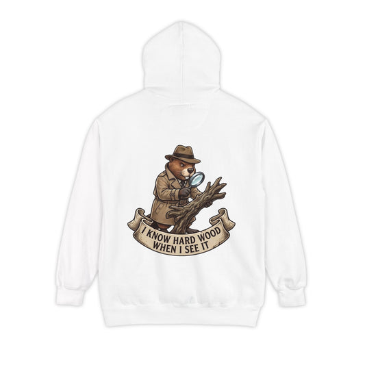 Color: White | I Know Hard Wood Garment-Dyed Hoodie