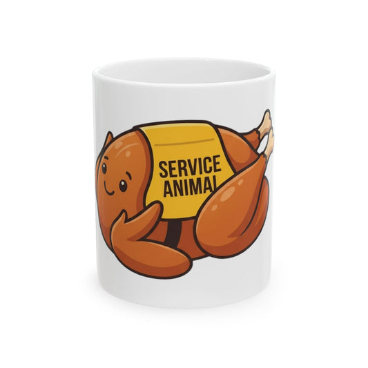 "Emotional Support Turkey" White Ceramic Mug — Graphic
