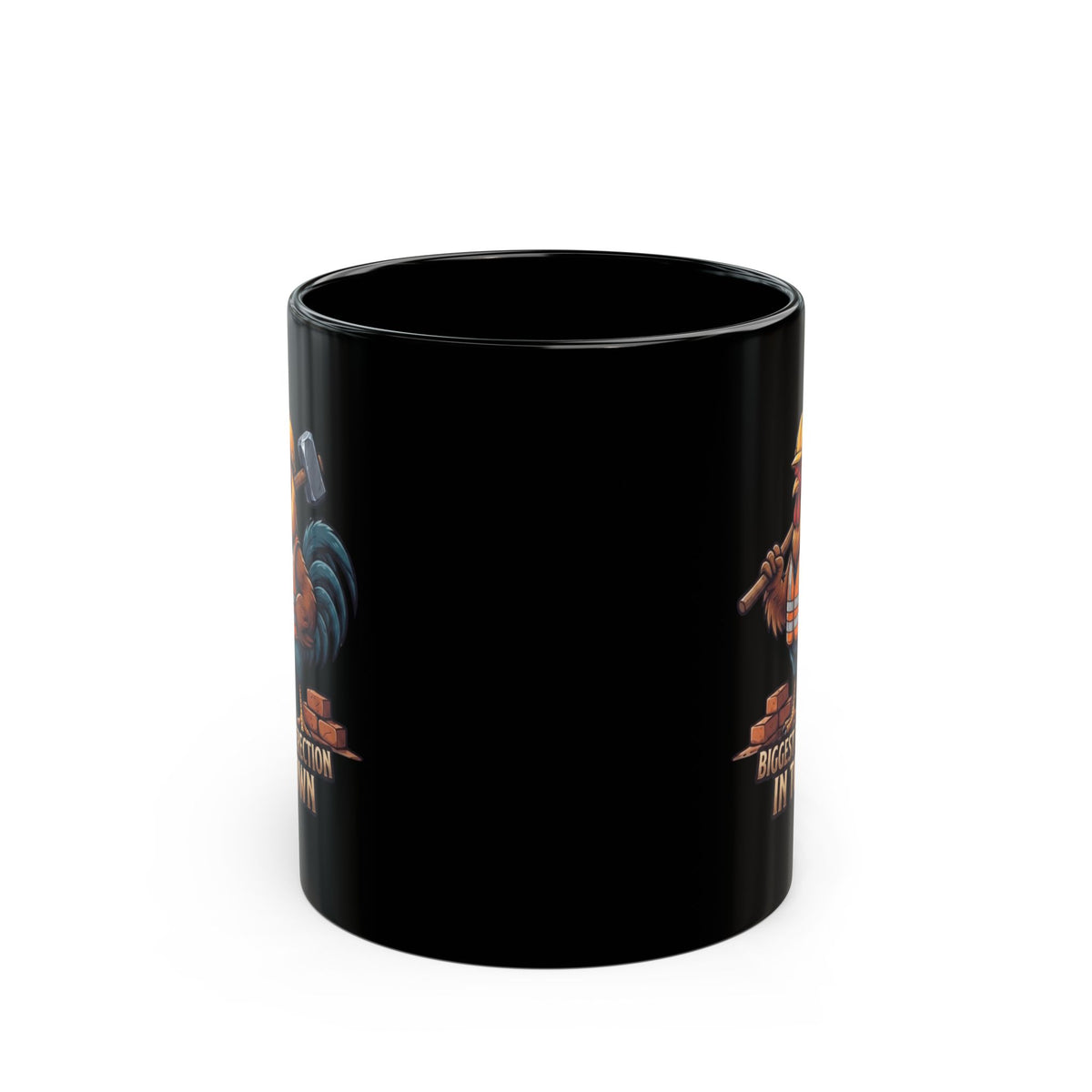 "Biggest Erection in Town" Black Ceramic Mug