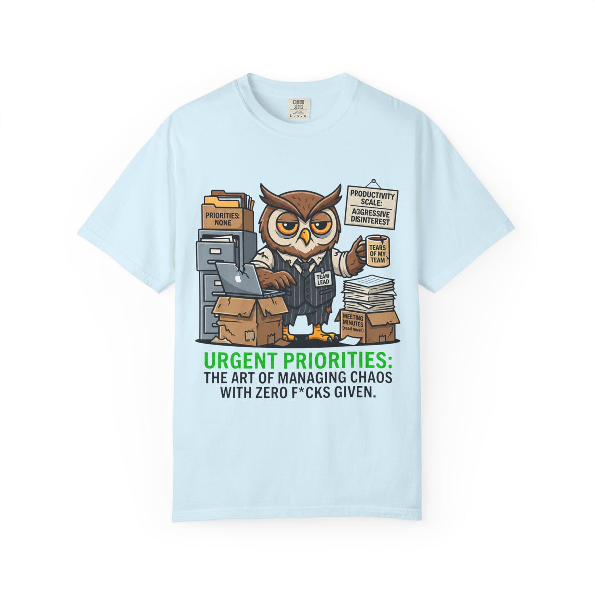 Color: Chambray | Urgent Priorities Unisex Garment-Dyed Tee