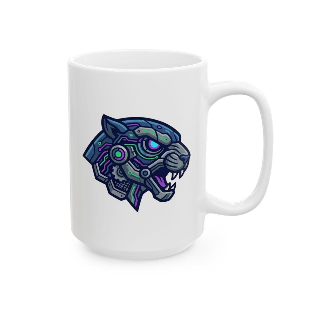 "Cyber Panther" White Ceramic Mug — Graphic