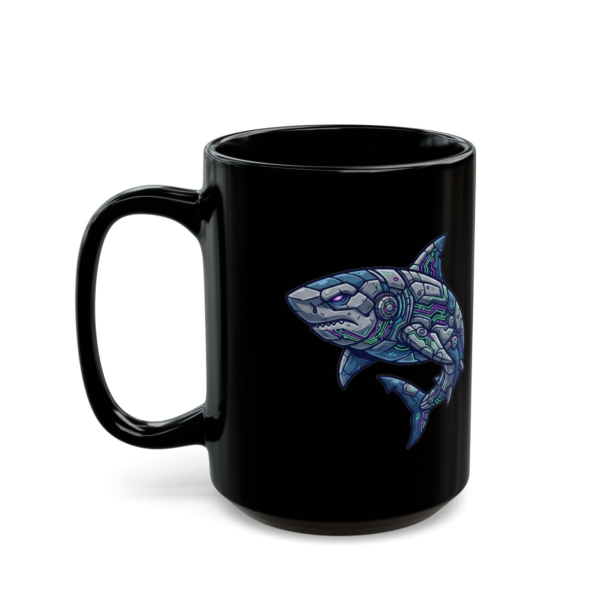 "Cyber Shark" Black Ceramic Mug