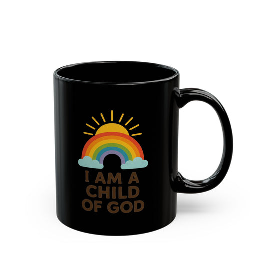"I Am A Child of God" Black Ceramic Mug