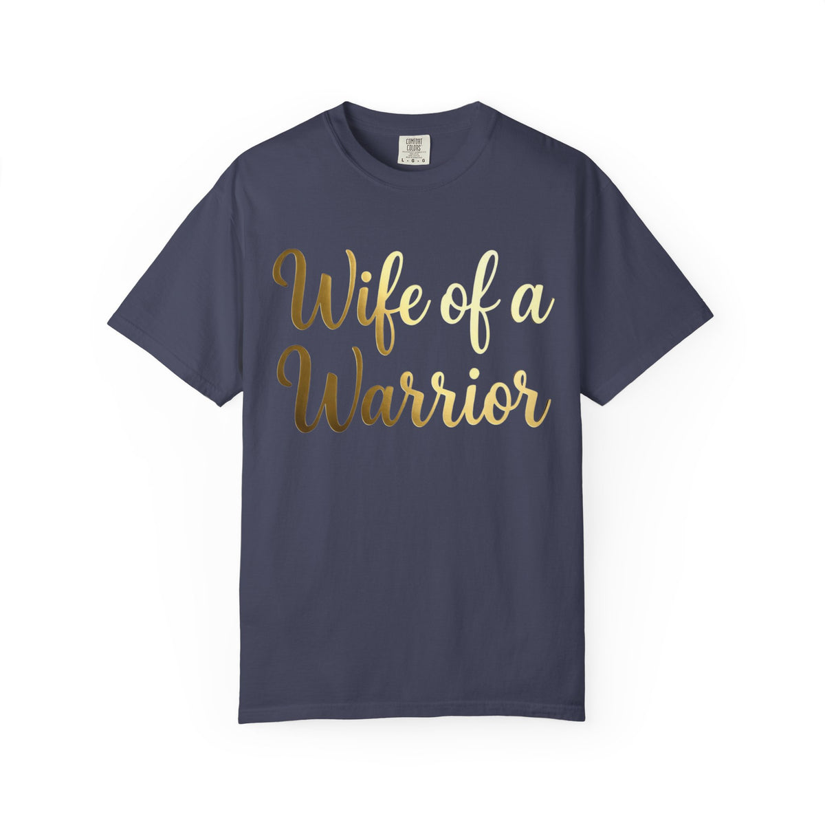 Color: Denim | Wife of a Warrior Unisex Garment-Dyed T-shirt