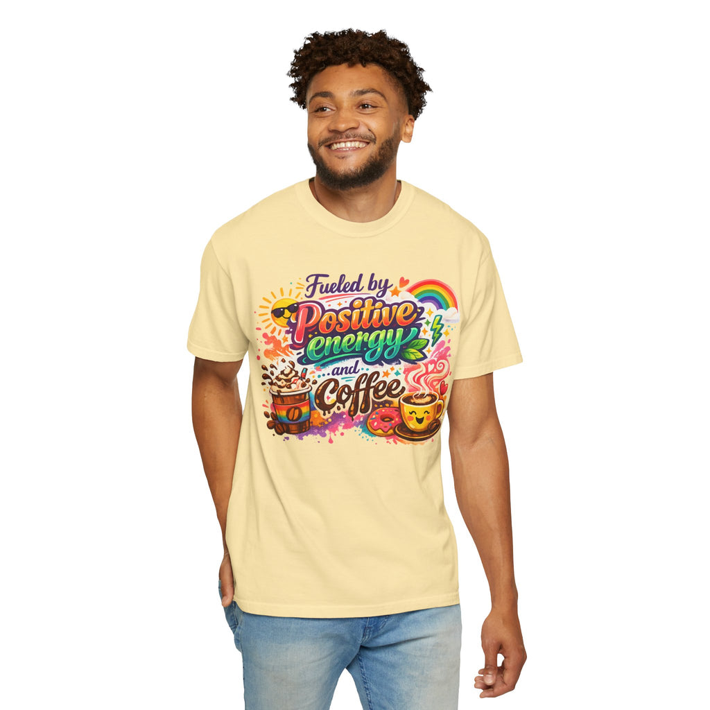 "The Caffeine-Induced Optimist" Unisex Garment-Dyed T-shirt