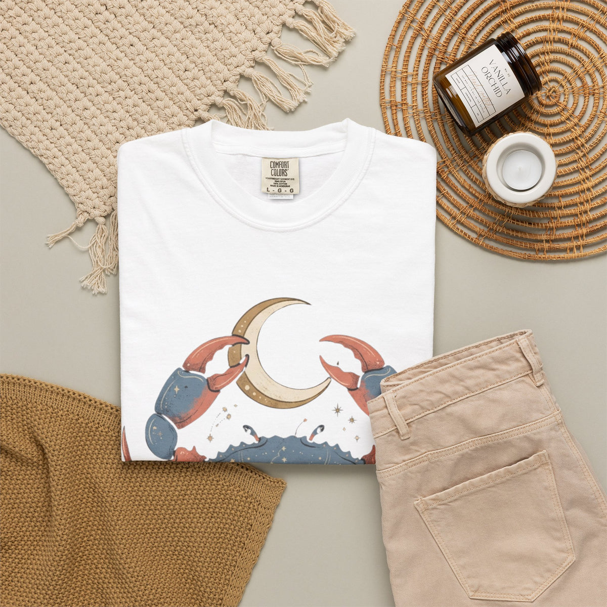 "Cancer The Moon Child Crab" Unisex Garment-Dyed Tee