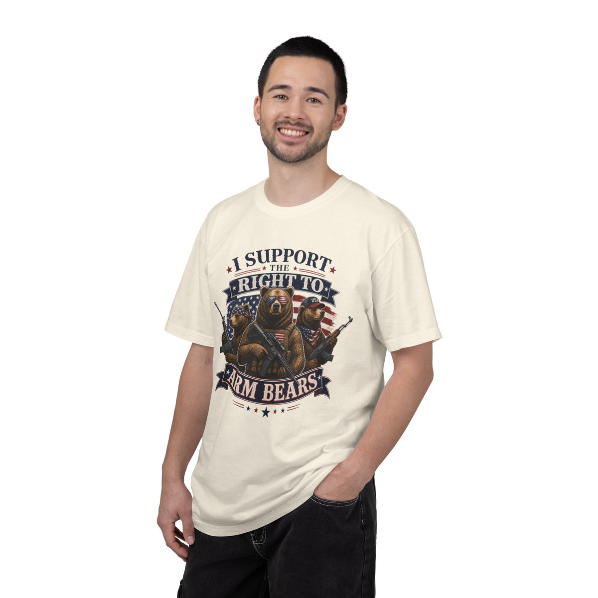 Color: Ivory | Armed Bears Unisex Garment-Dyed Tee
