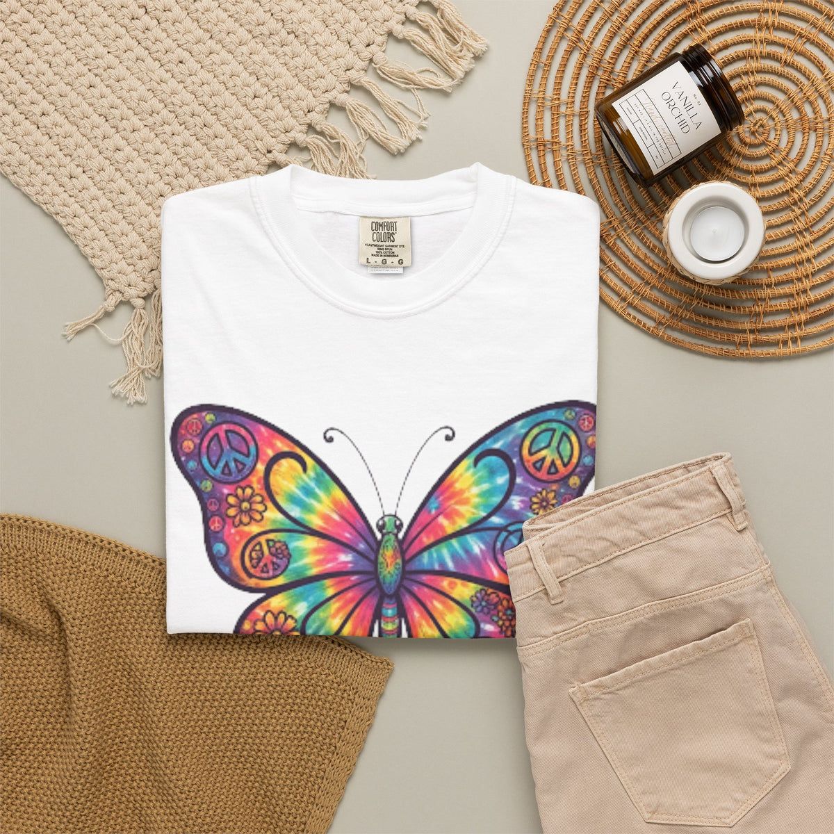 "Hippy Butterfly" Unisex Garment-Dyed Tee