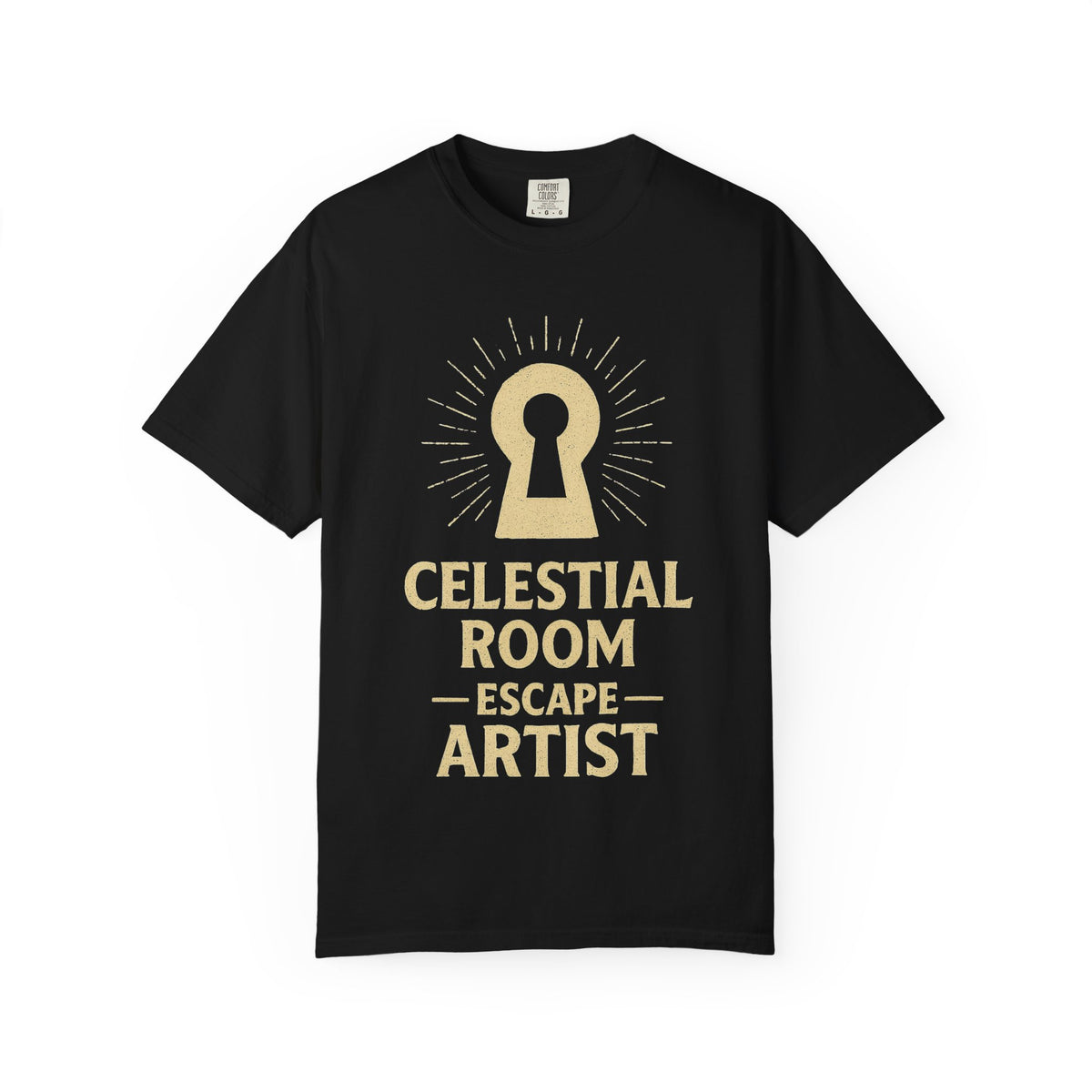 Color: Black | Celestial Room Escape Artist Unisex Garment-Dyed T-shirt