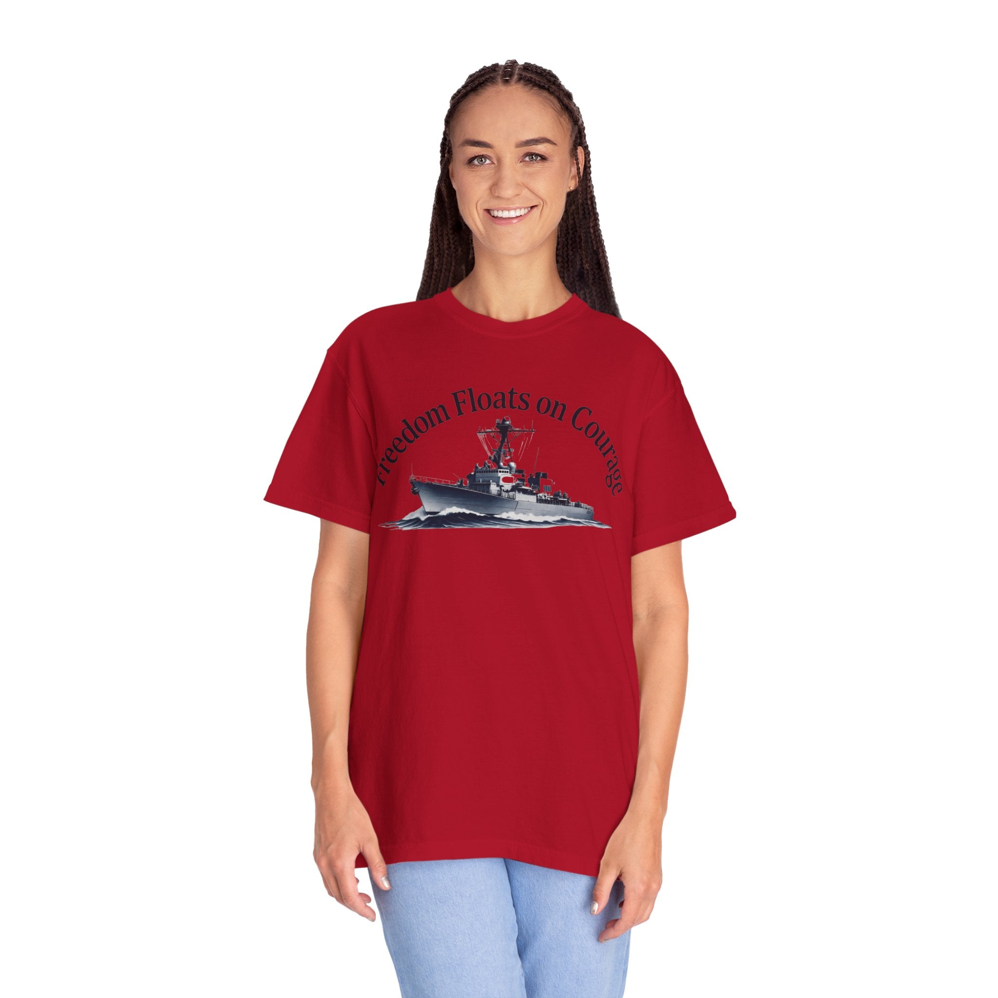 "Freedom Floats on Courage" Unisex Garment-Dyed T-shirt