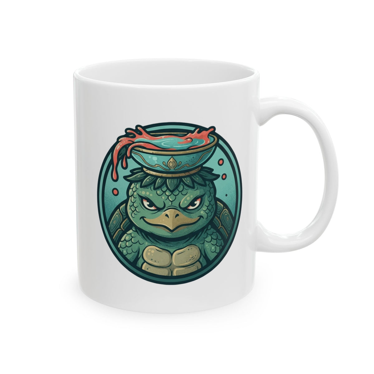 "Kappa (Japanese Folklore)" White Ceramic Mug — Graphic