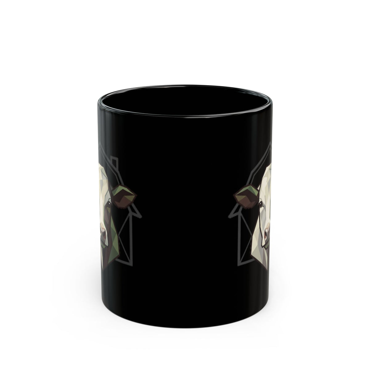"Barnyard Cow" Black Ceramic Mug