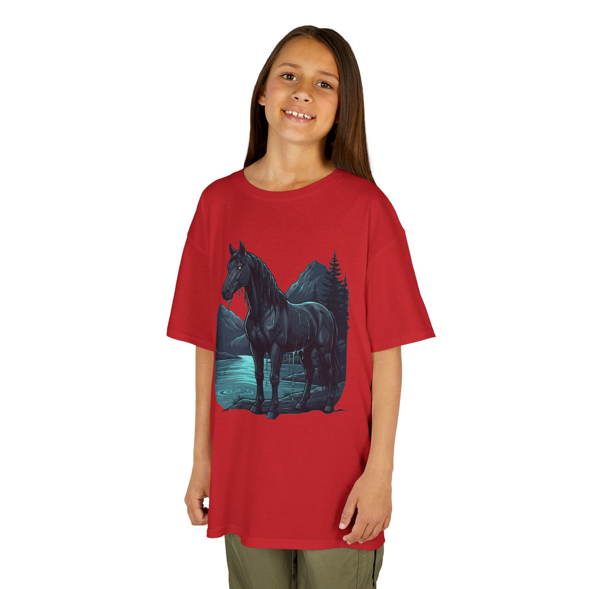 Color: Red | Kelpie (Scottish Folklore) Kids Tee
