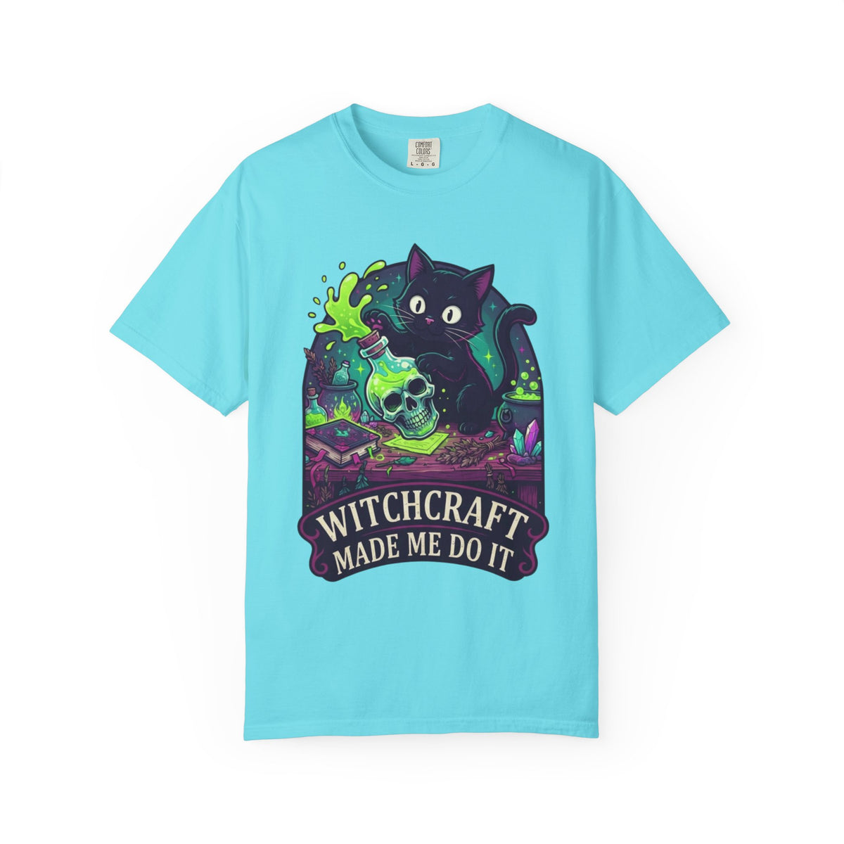 Color: Lagoon Blue | Witchcraft Made Me Do It Unisex Garment-Dyed Tee