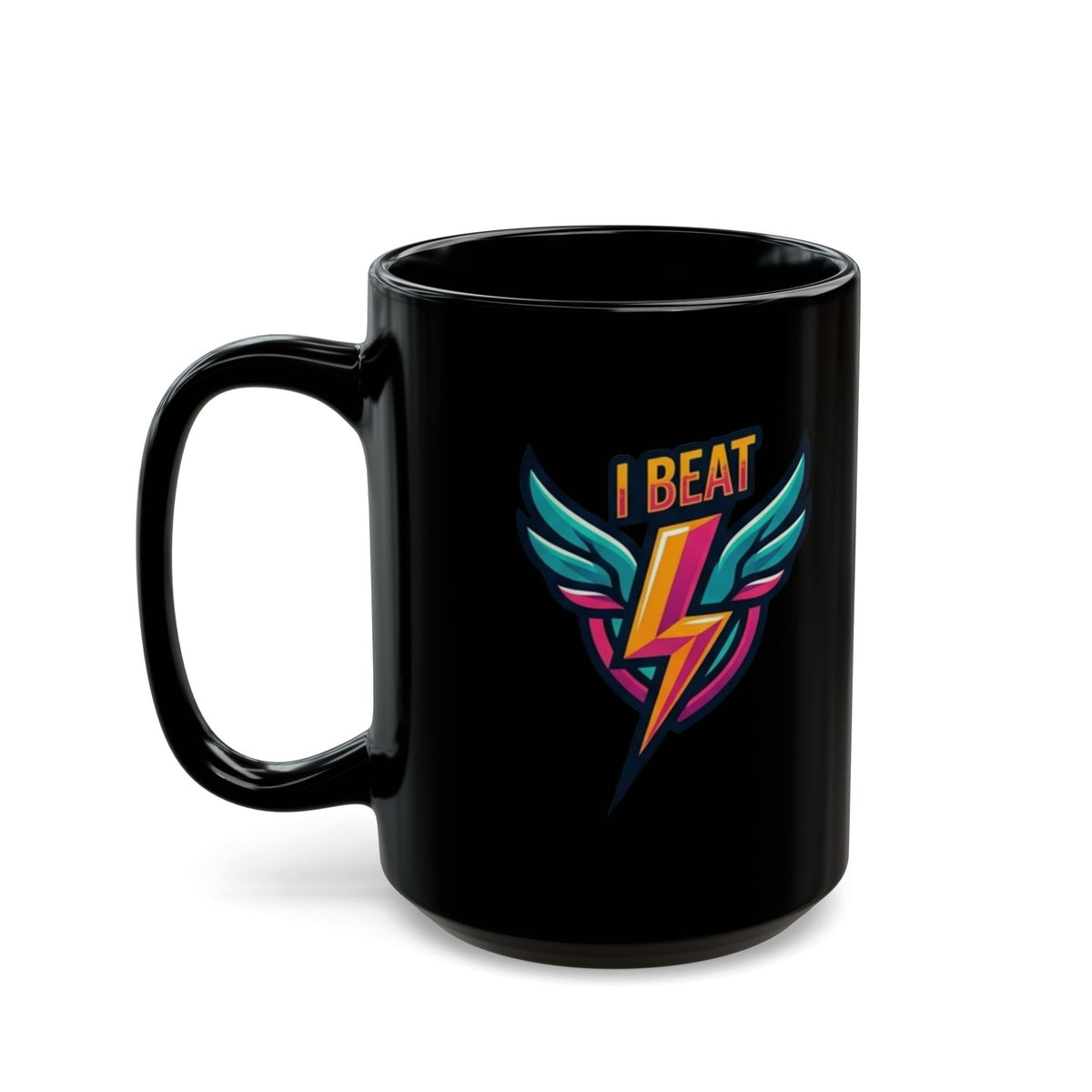 "I Beat Cancer - What is Your Superpower" Black Ceramic Mug — Graphic