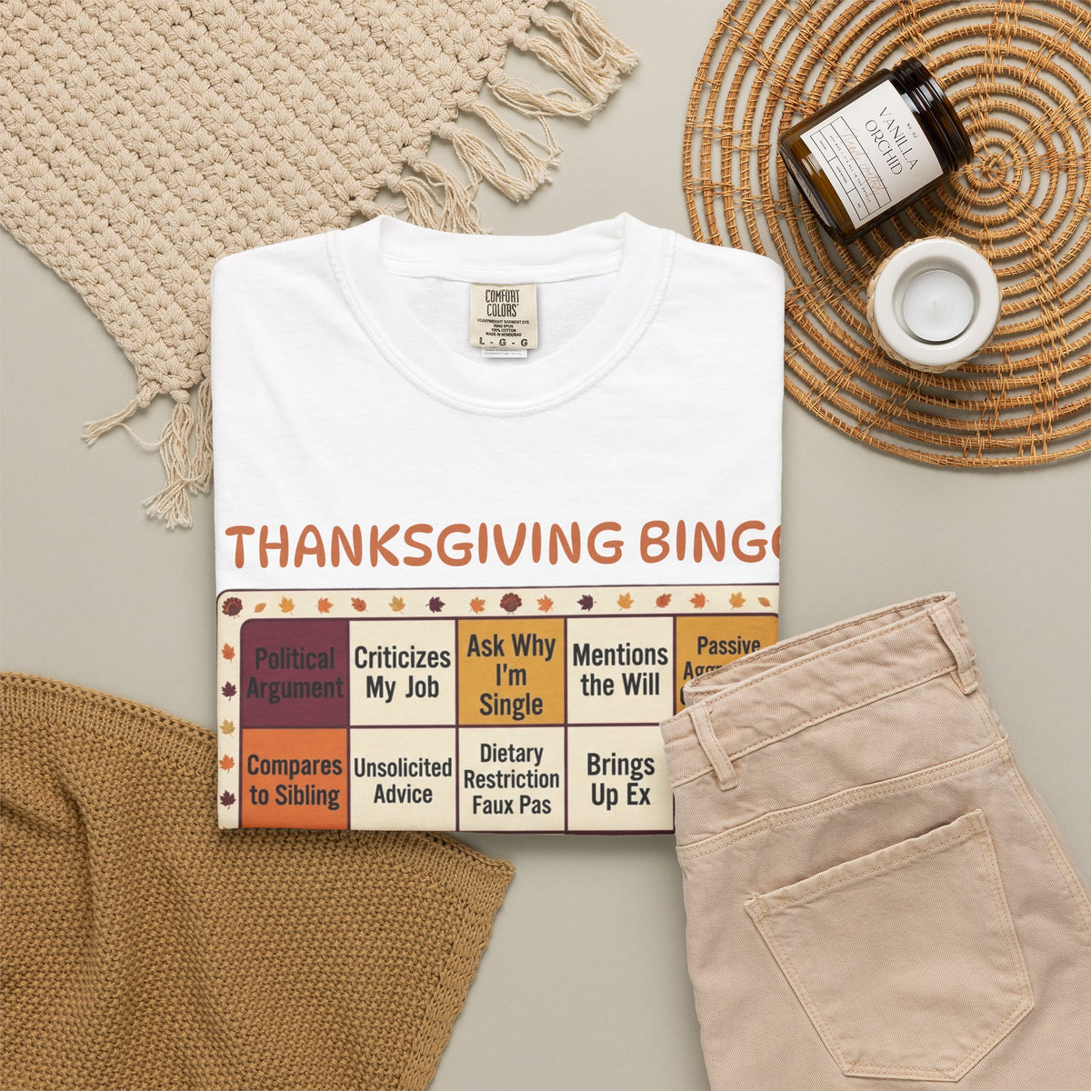 Thankgiving Bingo Unisex Garment-Dyed Tee