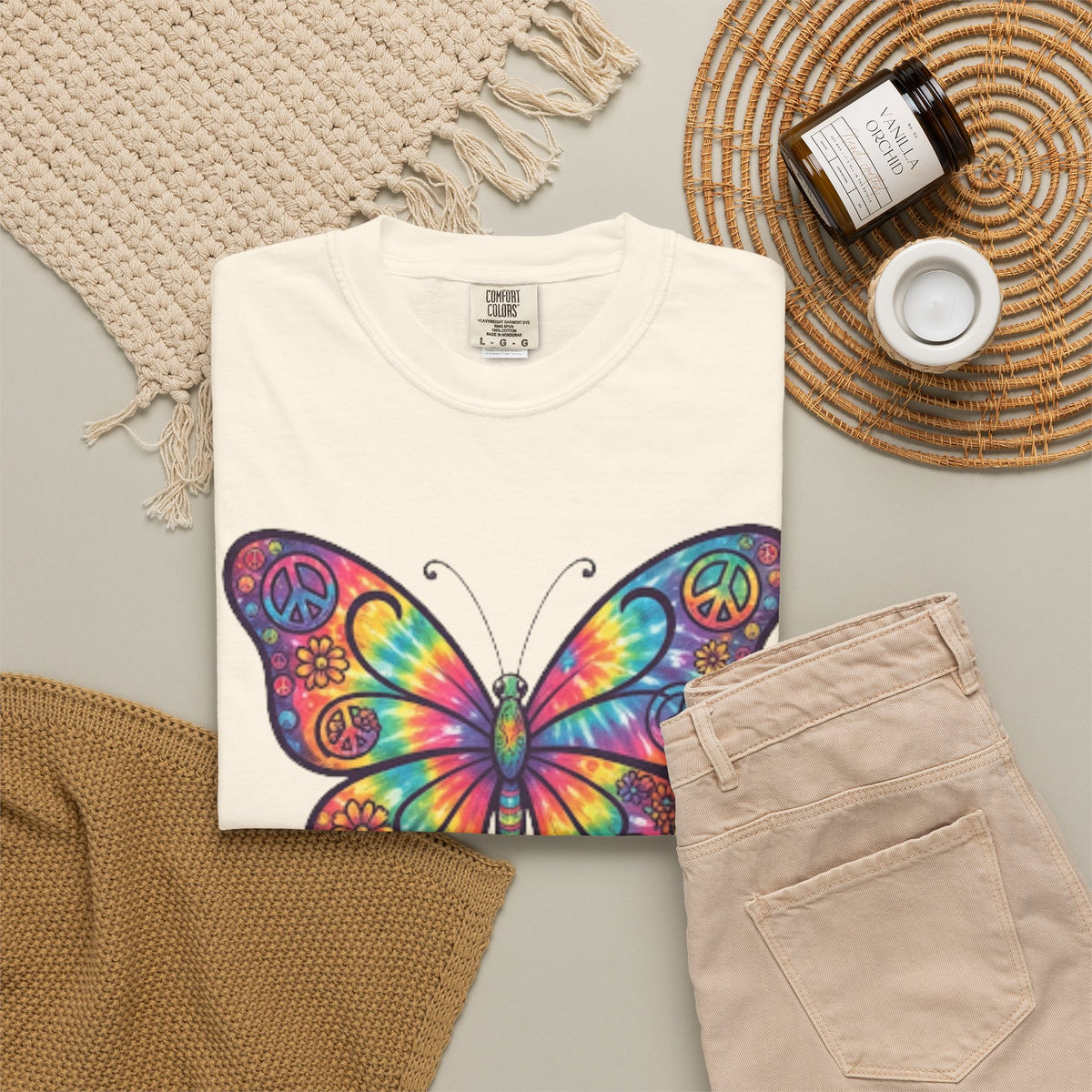 "Hippy Butterfly" Unisex Garment-Dyed Tee