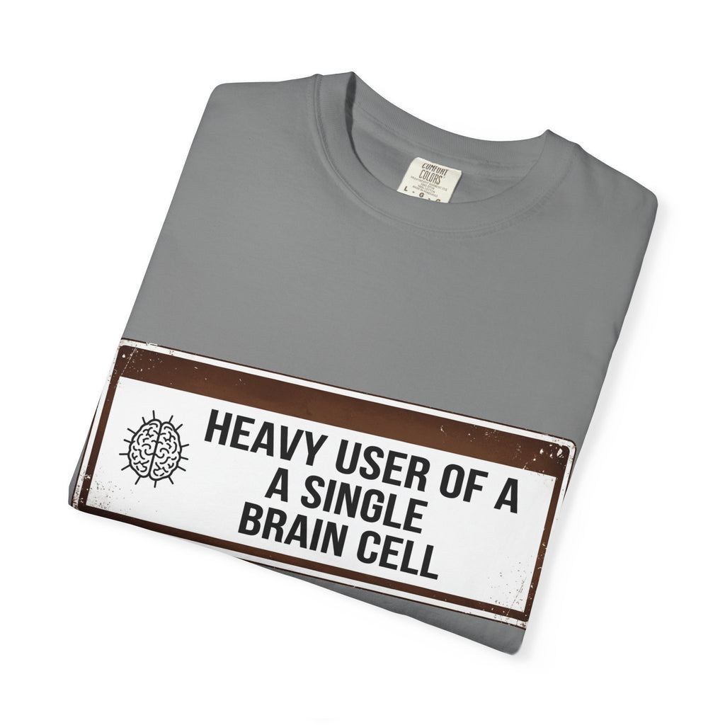 “Heavy User of a Single Brain Cell” Unisex Garment-Dyed T-shirt