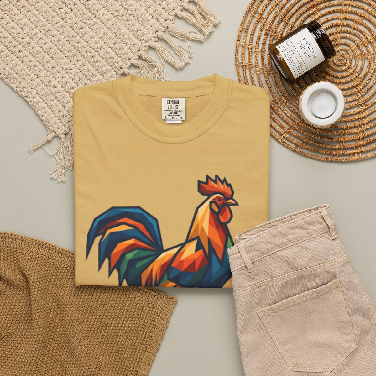 "Barnyard Rooster" Unisex Garment-Dyed Tee