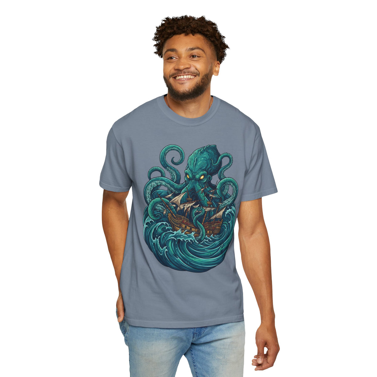 Color: Blue Jean | The Kraken (Norse-Global Maritime) Unisex Garment-Dyed Tee