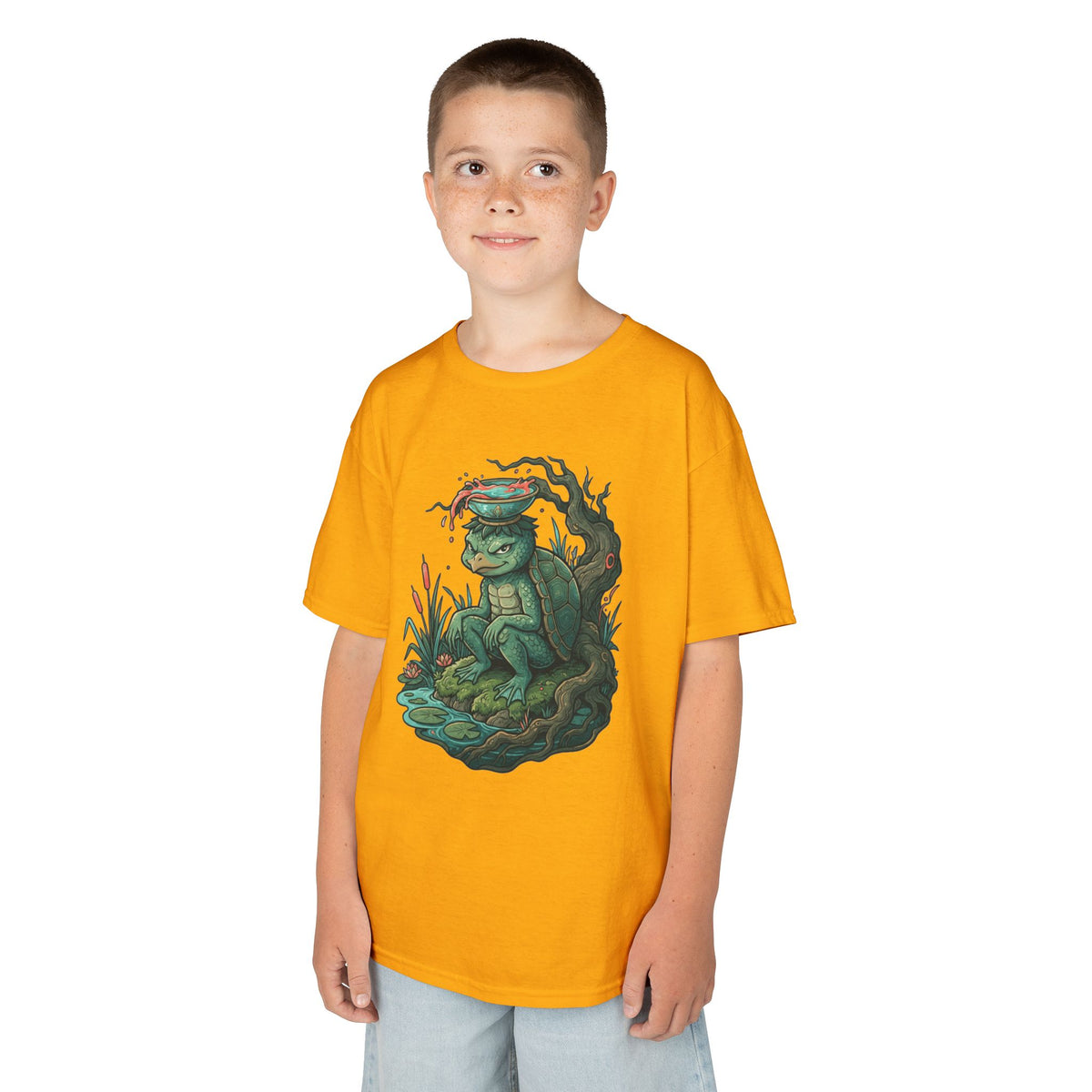 Color: Gold | Kappa (Japanese Folklore) Kids Tee