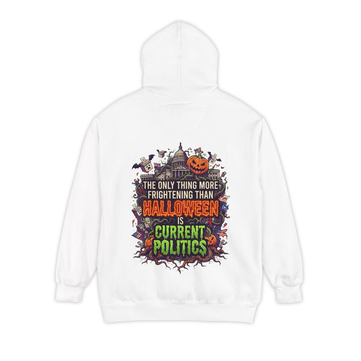 Color: White | Current Politics Garment-Dyed Hoodie