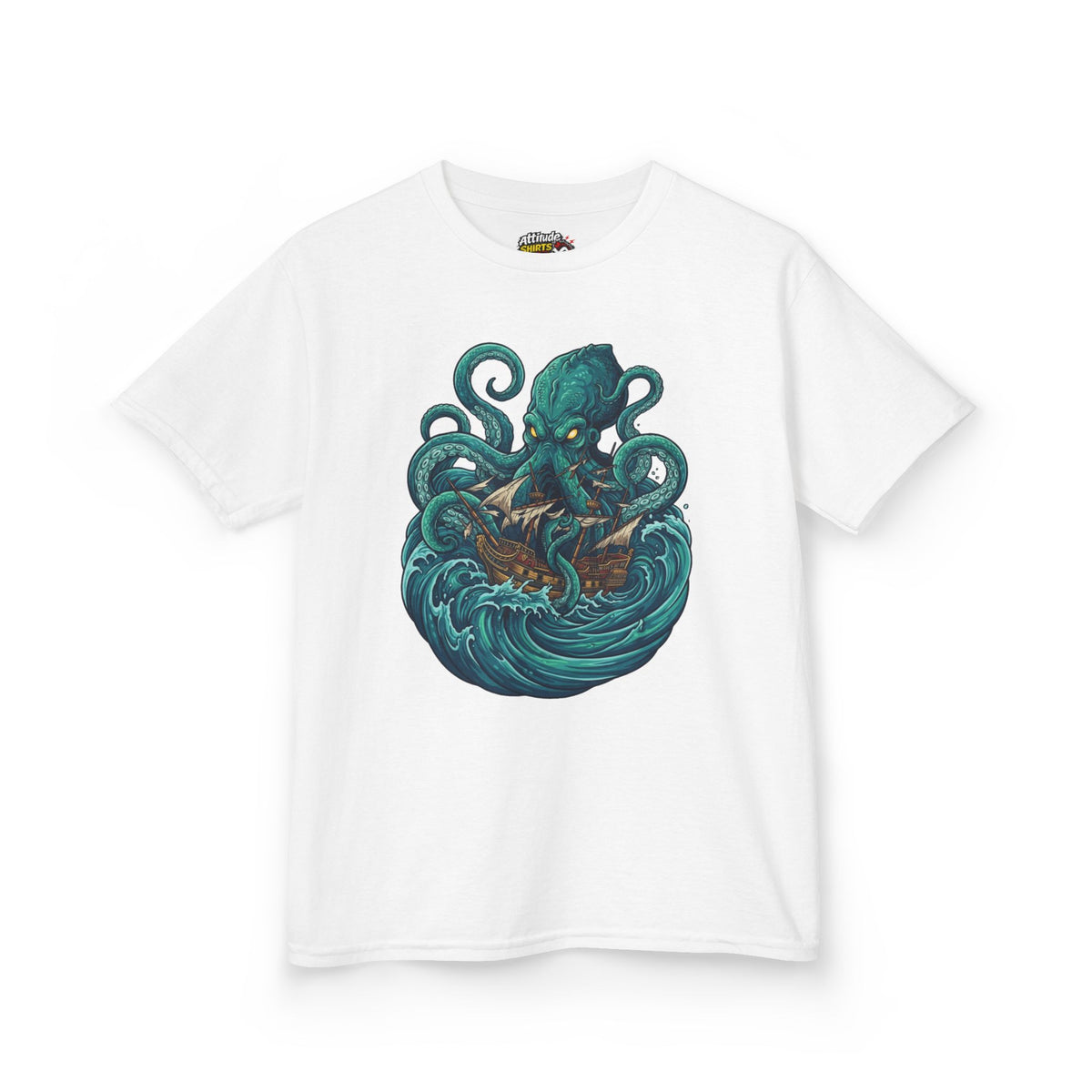 Color: White | The Kraken (Norse-Global Maritime) Kids Tee