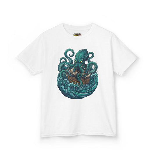 Color: White | The Kraken (Norse-Global Maritime) Kids Tee