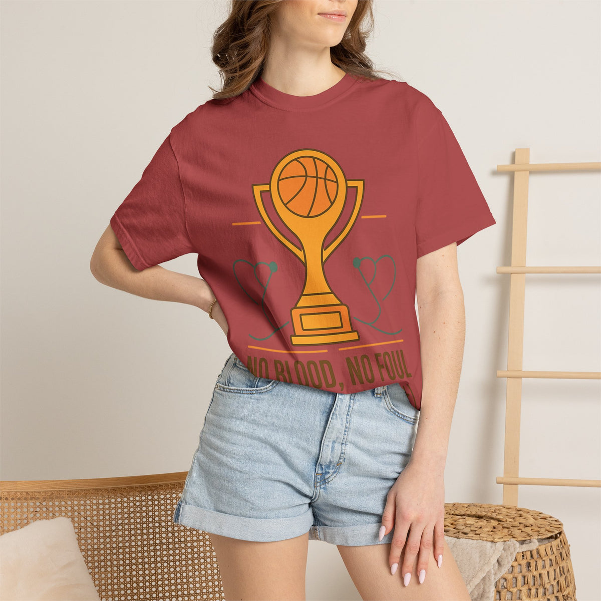 Color: Crimson | No Blood, No Foul Unisex Garment-Dyed T-shirt
