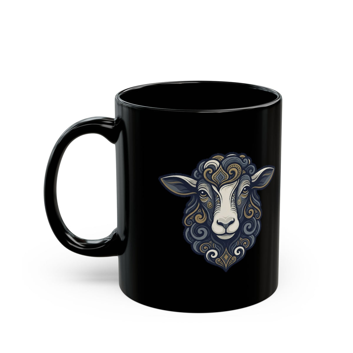 "Barnyard Sheep" Black Ceramic Mug — Graphic