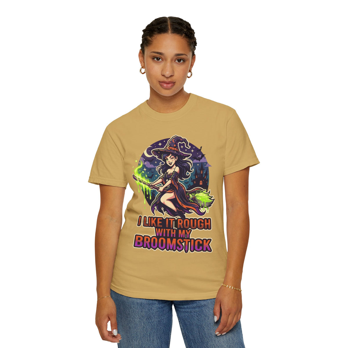 Color: Mustard | I Like It Rough With My Broomstick Unisex Garment-Dyed Tee