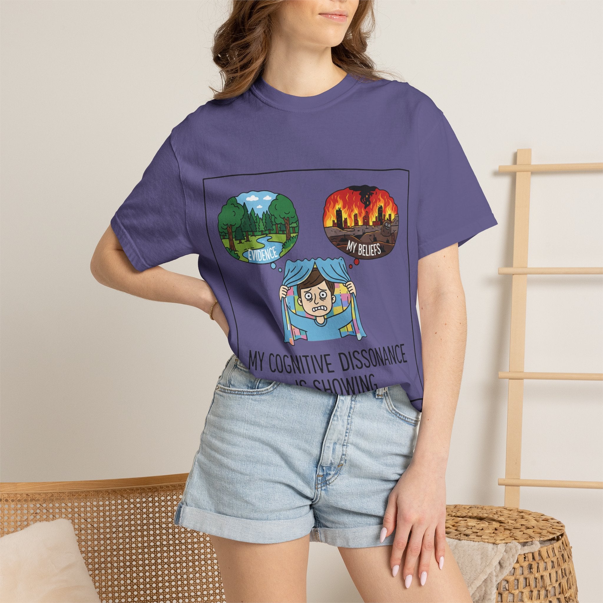 "My Cognitive Dissonance Is Showing" Unisex Garment-Dyed T-shirt