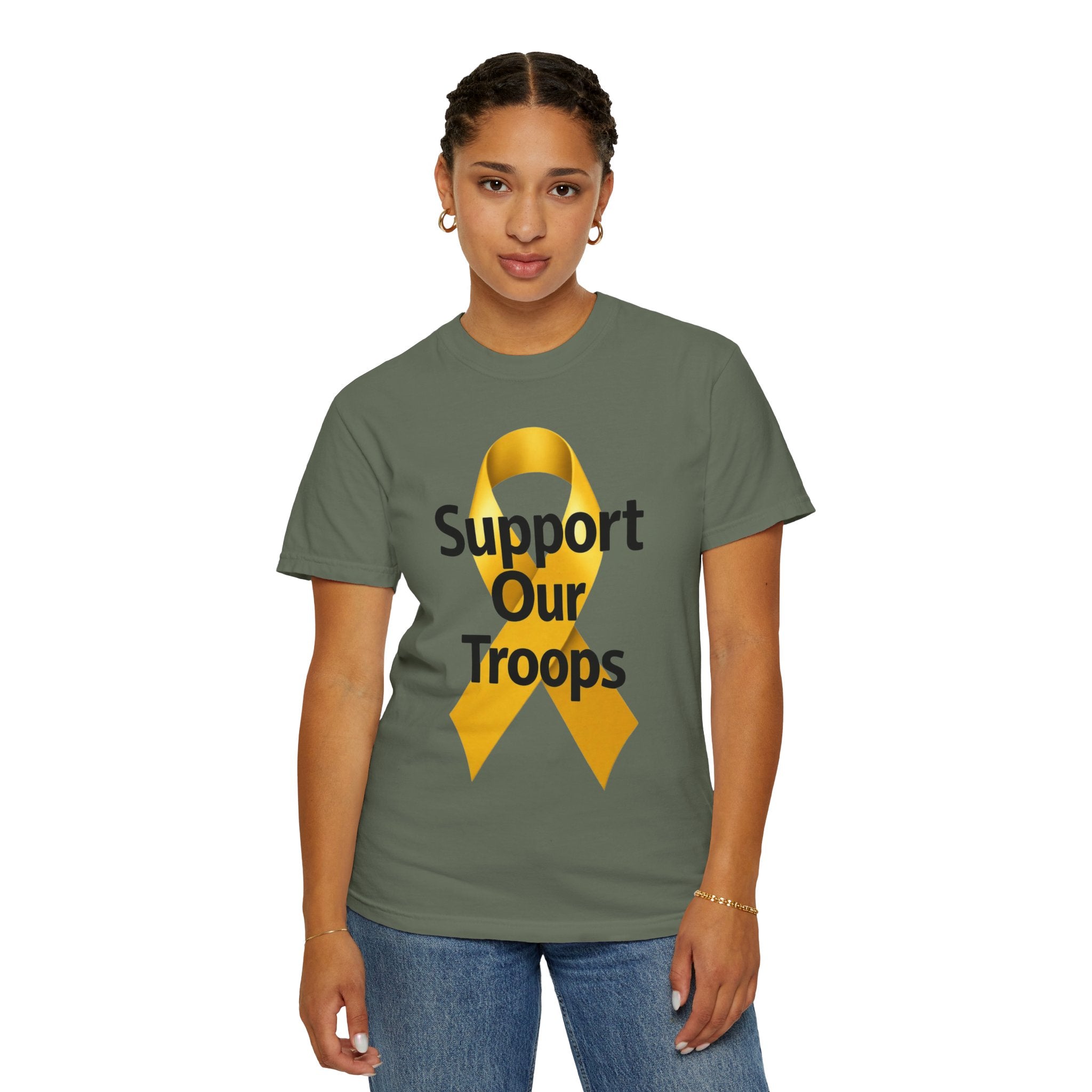 "Support Our Troops" Unisex Garment-Dyed T-shirt