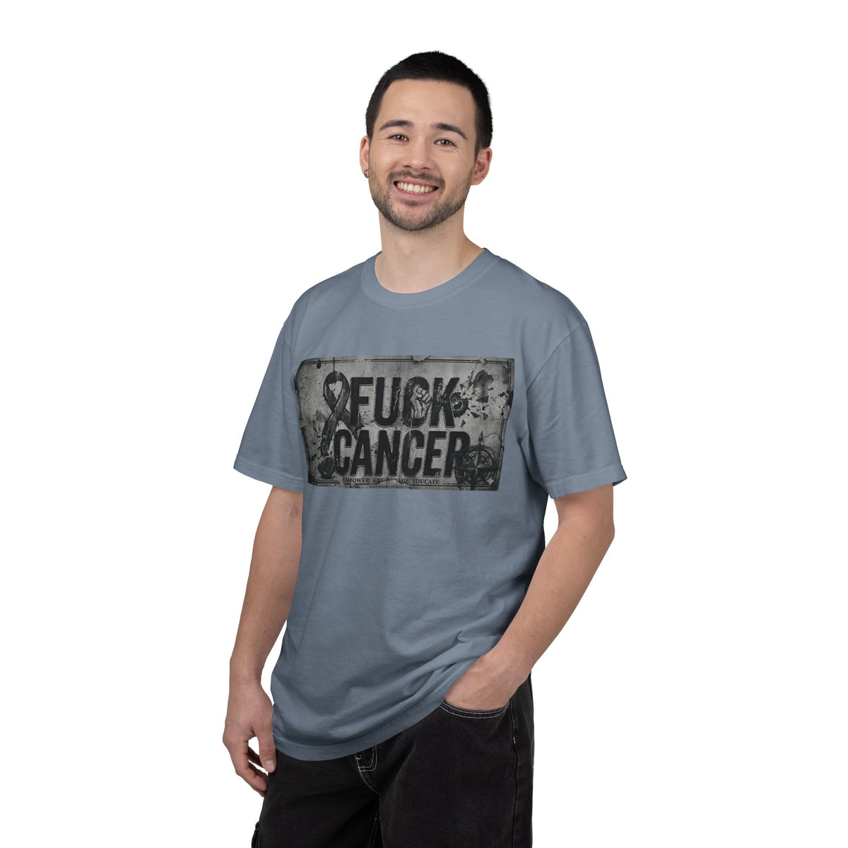 Color: Blue Jean | Cancer Can Fuck Right Off | Garment-Dyed Tee — AttitudeShirts